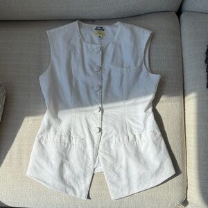 White Sleeveless Button-Up Top